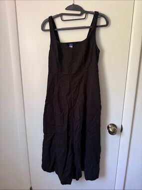 Old Navy Black Maxi Linen Dress with Wide Straps